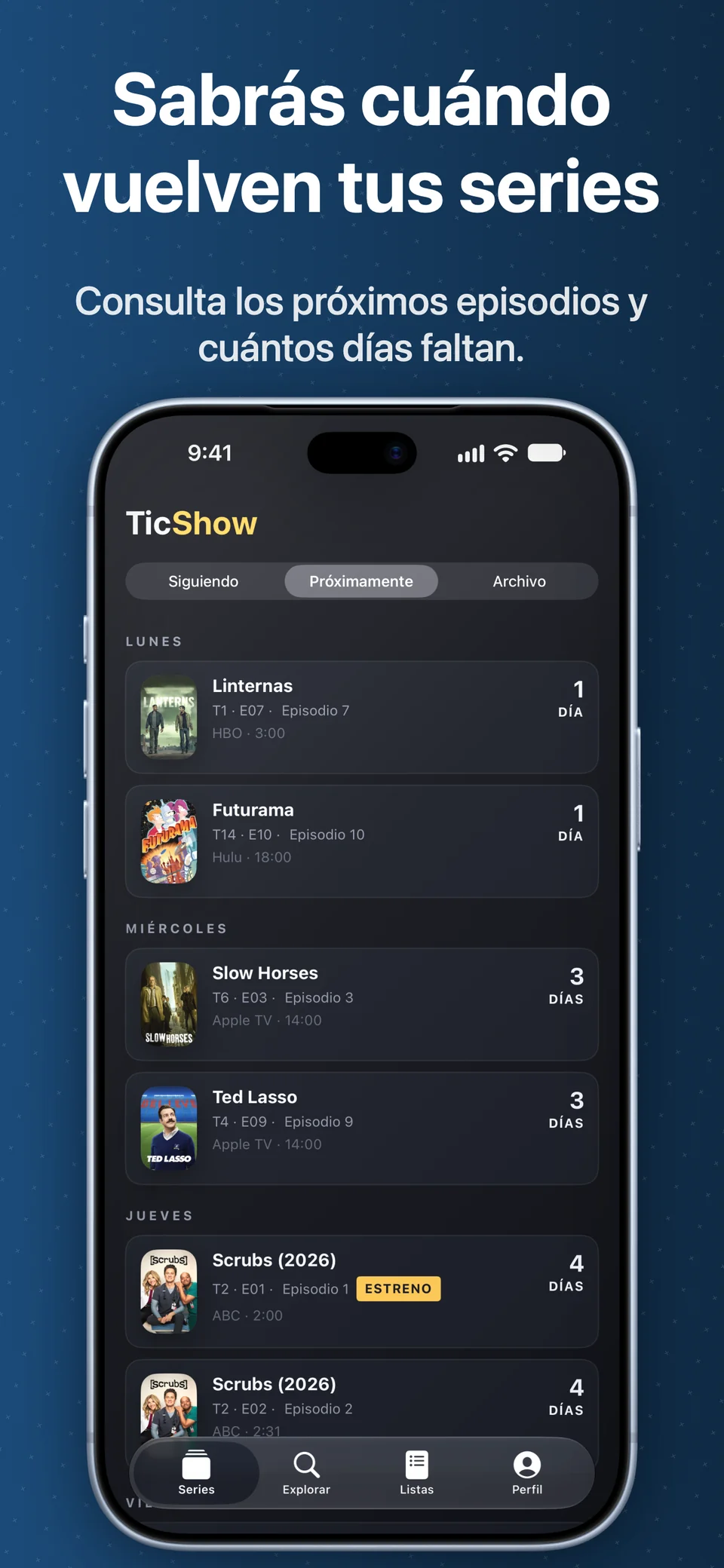 Pantalla Próximamente: nuevos episodios y días que faltan